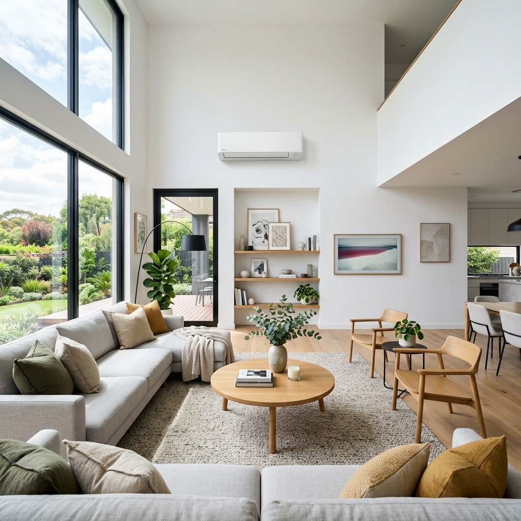 Prémium klímaberendezés egy világos nappaliban